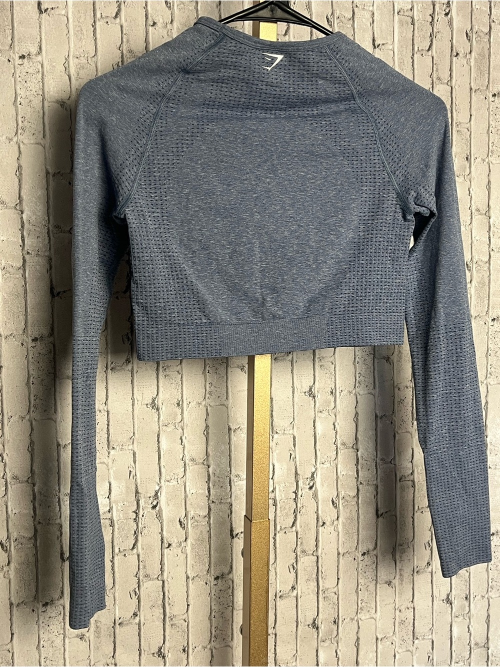 Gymshark Vital Seamless 2.0 Long Sleeve Crop Top Evening Blue Marl Size Small S - Picture 5 of 7